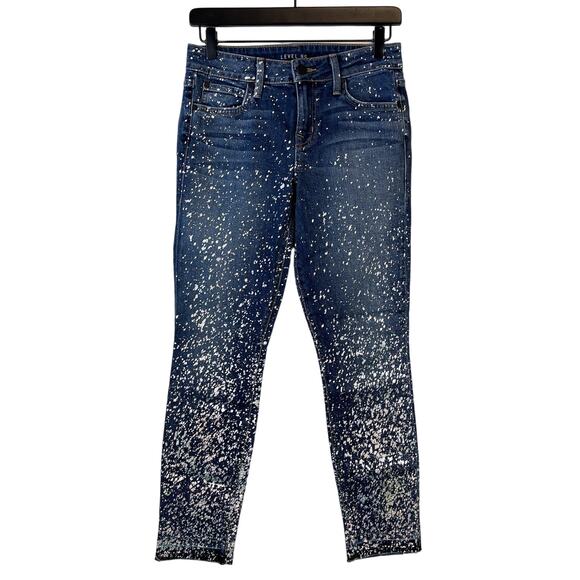 Level 99 Size 25 Low Rise Ankle Skinny Stretchy Denim Jeans Silver Foil Speckles - Picture 1 of 9